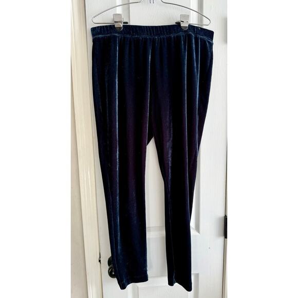 Soft Surroundings Velvet Pull On Pants Blue size L - Picture 1 of 3